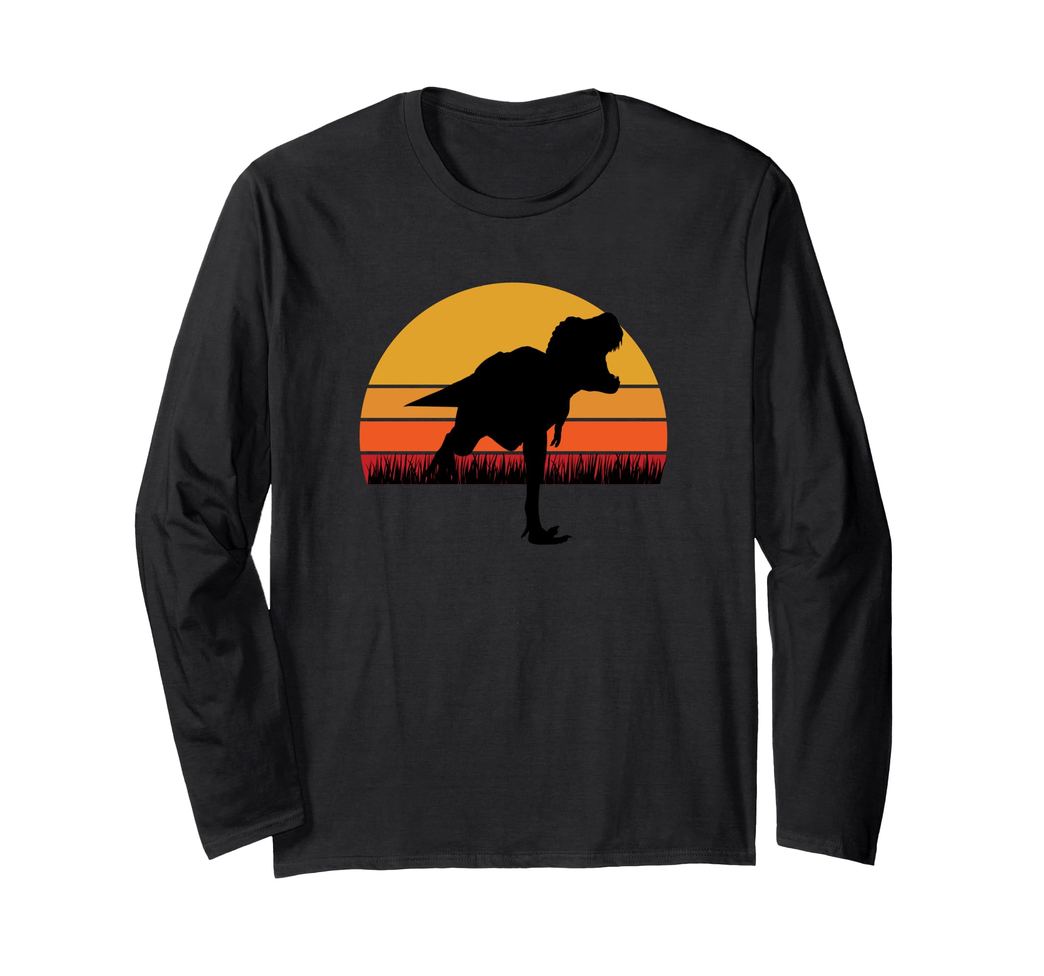 T-Rex Trex T Rex Tyrannosaurus Dinosaur Dino Sunset Retro Long Sleeve T-Shirt