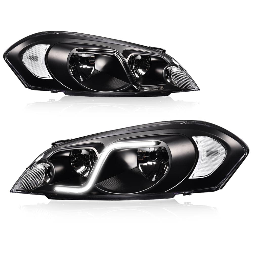 Photo 1 of PIT66 LED DRL Headlight, Compatible with 2006-2013 Chevy Impala /2014-2016 Impala Limited/2006-2007 Monte Carlo Replacement Headlamp Assembly Accessories Clear lens Black Housing Clear Reflector