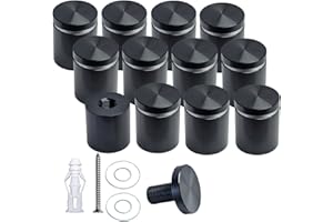 BESTANDOFF Pack of 12, Aluminum Standoff Screws, Wall Sign Standoff Mounting Hardware Advertising Glass Standoff Nail for Hanging Acrylic Picture Frame (12, Black, 1" x 1“)