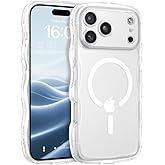 BENTOBEN Magnetic for iPhone 17 Pro Max Case, Cute Wavy [Full Camera Protection][Compatible with MagSafe] Matte Anti-Slip Bumper Women Girls Boys Protective Cover for 17 ProMax 6.9", Clear White