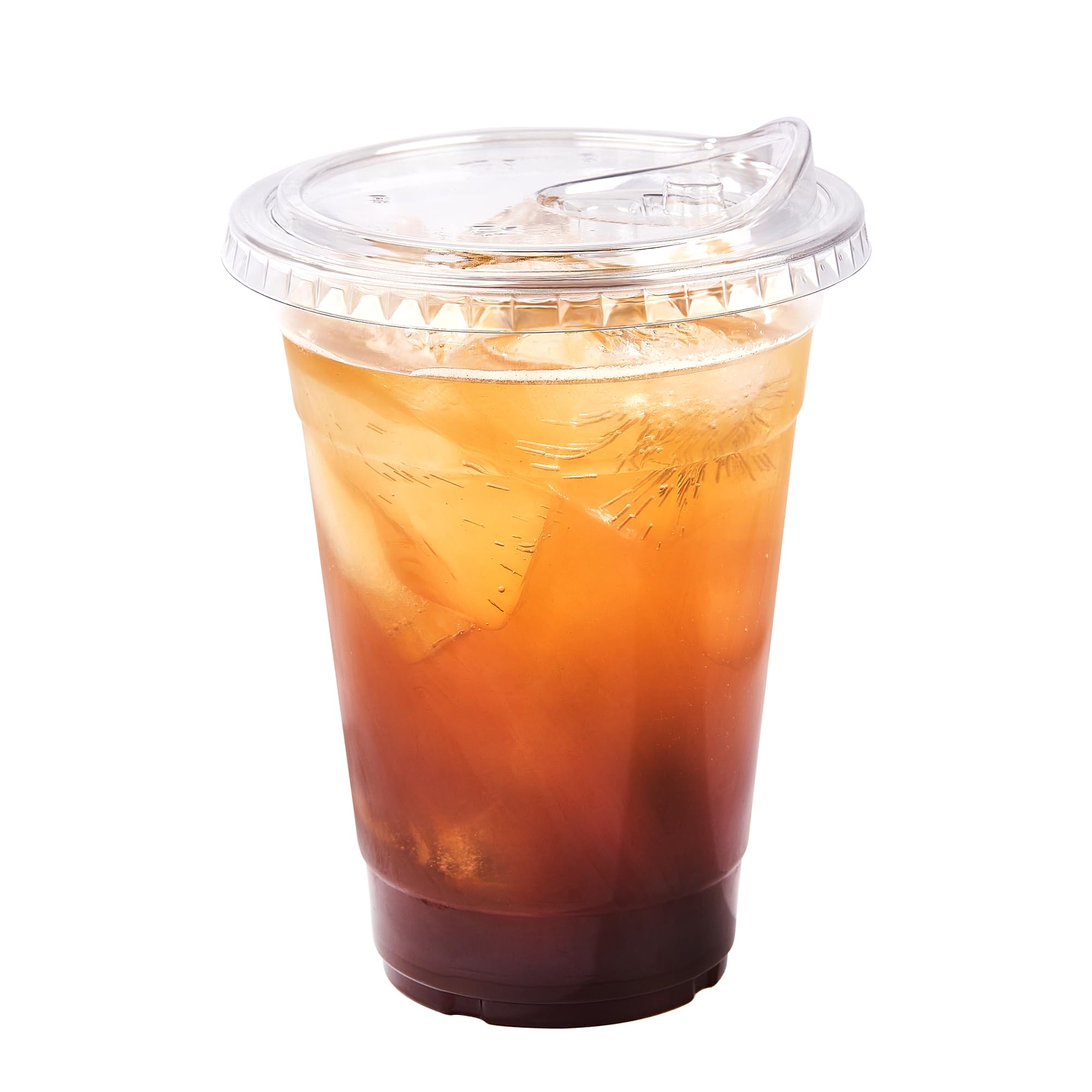Photo 1 of 100 Pack-16oz Plastic Cups with Strawless Sip Lids – To Go Disposable Clear Cold Drink Cups for Iced Coffee, Smoothies, Juice, Boba, Bubble Tea