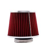 ASYXPCRH 3In 76mm Washable Dry Clamp-On Cone Air Filter, Red | ID3in (76mm) clamp-on replacement filter with washable dry media for compatible universal intake tube applications