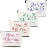 4 Pcs Girls Weekend Gifts for Women 2026 Girls Trip Makeup Bag Girl Trip Gifts Favors Cosmetic Bag Toiletry Zipper Pouch Weekender Bags for Women Girl Friendship Bachelorette Party Christmas Birthday