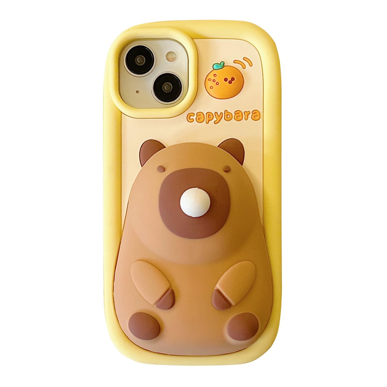 Photo 1 of QoKcoahn Case Compatible with iPhone 14,Cute 3D Kawaii Funny Cartoon Capybara Blowing Bubbles Cover for Women Girls Soft Silicone Gel Drop Protector