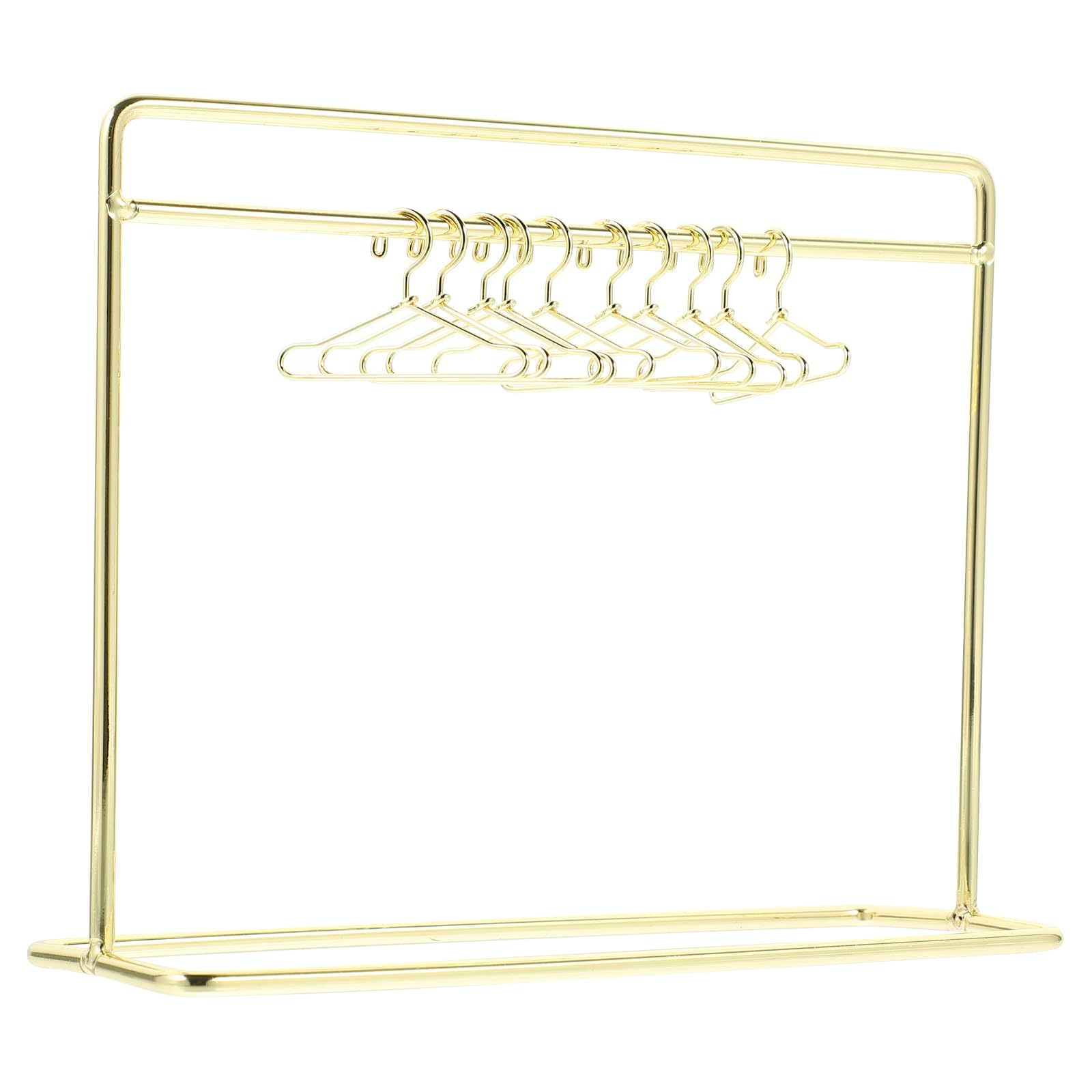 Photo 1 of STOBOK Miniature Doll Garment Rack Set Mini Doll Dress Clothing Display Rack with 10Pcs Mini Doll Clothes Hangers Doll House Furniture Accessories for Dollhouse Supplies, Golden