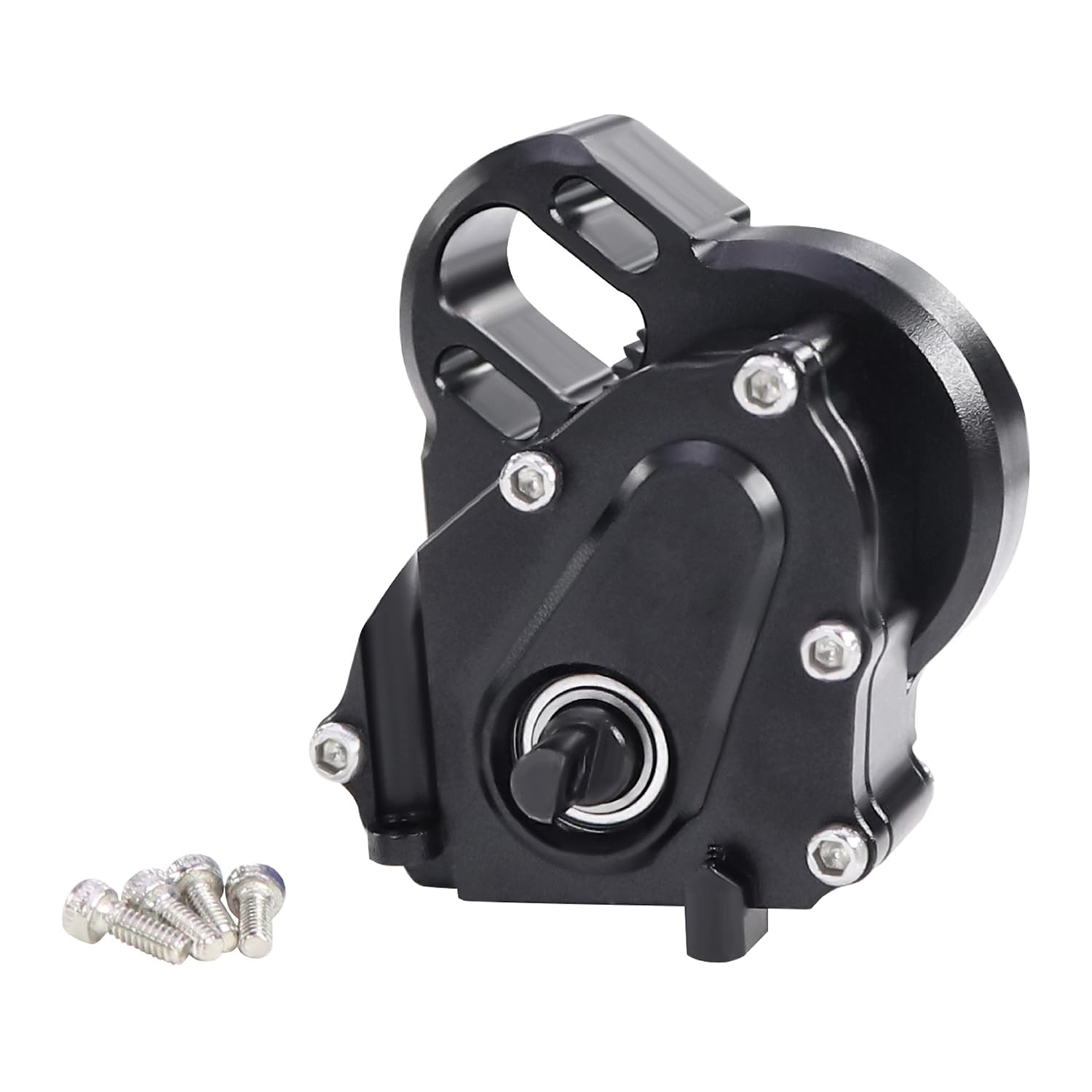 Photo 1 of Aluminium 21% Overdriven Billet Transmission Gearbox for 1/24 RC Crawler Axial SCX24 Deadbolt C10 JLU Gladiator Bronco Upgrades (Black)