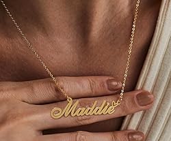 AOLO Elena Heart Name Necklace 18k Gold Plated