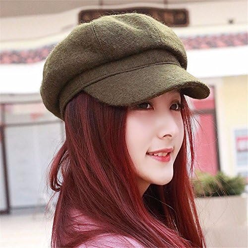 LONFENNENR Women ladies The autumn winter hat female leisure all-match Beret peaked cap retro octagonal cap for head circumference of M (56-58cm) can be adjusted M (56-58cm) Army green