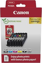 Canon PGI-530 CLI-531 Genuine Ink Cartridges 6 Pack + Paper TS8750 TS8751 view 1