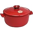 Emile Henry Flame Round Stewpot Dutch Oven, 4.2 Quart, Burgundy
