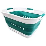 SAMMART 36L Foldable Laundry Basket - 3 Handles, Grey, Collapsible Storage Bin For Home