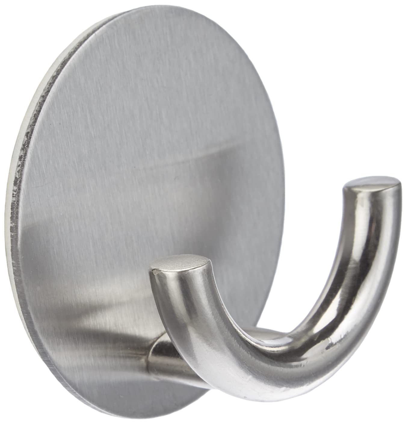 WENKO Wall Hook Rondo self-Adhesive, Stainless Steel, Silver matt, 5.3 x 5.3 x 2.5 cm