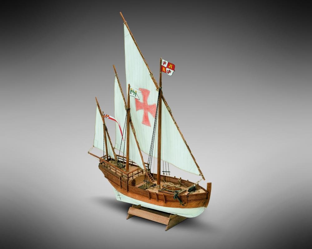 Mamoli MINI Nina Scale: 1/106 WOODEN SHIP MODEL KIT, PRE-CARVED WOODEN HULL, Length: 235 mm, Height:285mm MM16