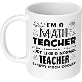 Xildew I'm a Math Teacher Much Cooler 11 oz Funny Teacher Appreciation Week Theme Ceramic Coffee Mug Birthday Gift for Friend Coworker Christmas Gift for Educator Instructor Water Cup