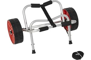 ValenLyra Heavy Duty Kayak Cart with 10-inch Solid Never-Flat Tires & Aluminum Alloy Frame | 235lbs All-Terrain Canoe Carrier for Sand, Mud, Rocks | Includes Security Straps, Quick-Release Design