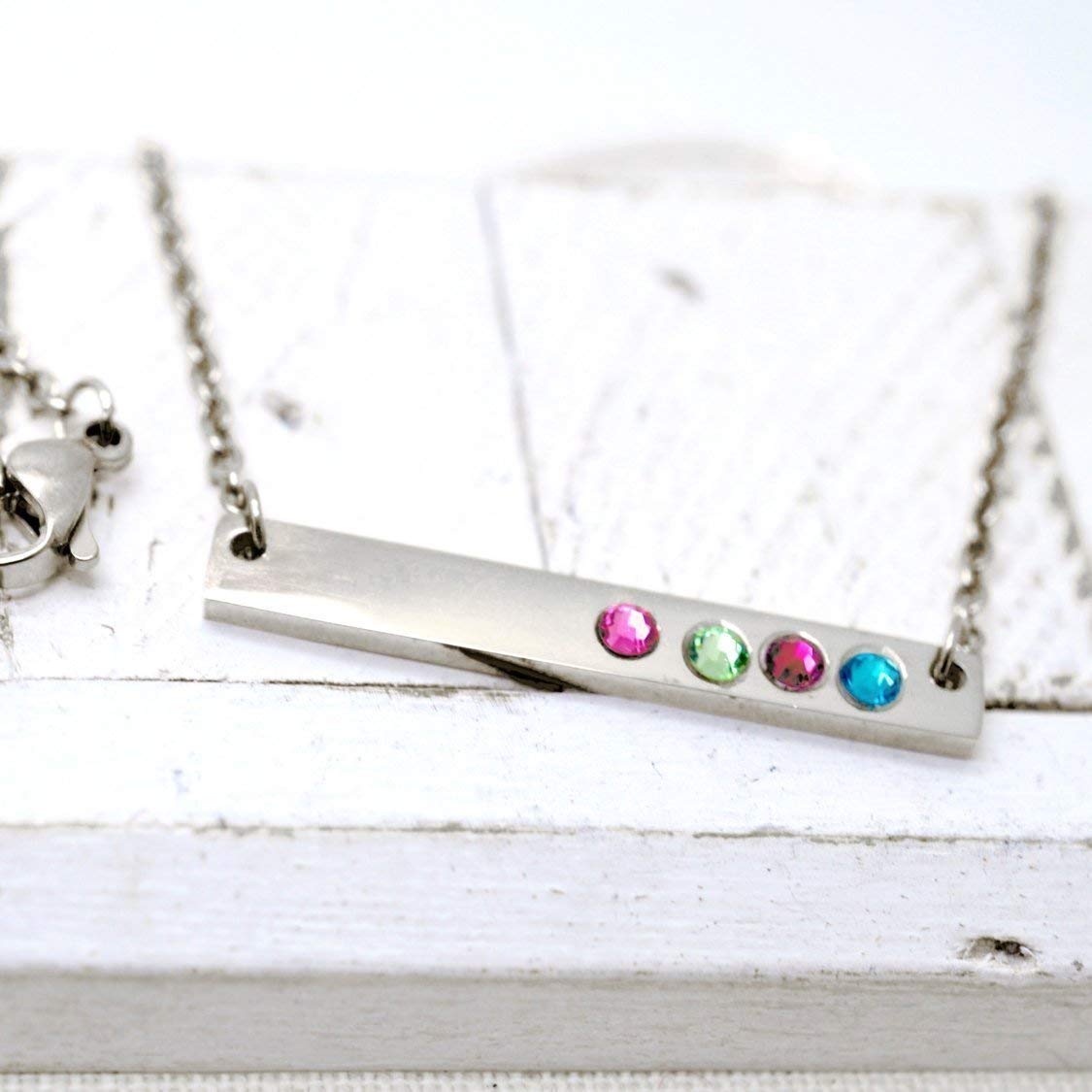birthstone bar necklace for mom