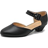LIURUIJIA Women's Closed Toe Low Heel Dress Shoes Ankle Strap D'Orsay Work Office Comfortable Pumps