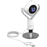 j5create 360 Degree All Around Meeting Webcam | 1080P HD Camera with High Fidelity Microphone, USB-C | for Video Conferencing, Online Classes, and Collaboration (JVCU360)