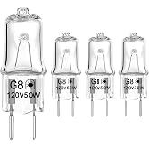 Halogen Light Bulb for GE Microwave Oven, Appliance Bulb for GE Over The Stove Range Microwave Hood, G8 120V 50W Night Light/Stove Light Bulb, Replaces WB08X10057 WB08X10051, 4 Pack