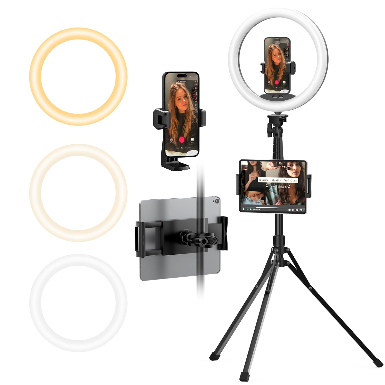 Photo 1 of UBeesize 12" Ring Light with 74" Extendable Tripod Stand & iPad, Phone Holder, LED Circle Light with Phone,Tablet Holder for Video Recording, Photography, Live Stream, Makeup, Webcam, TikTok, YouTube