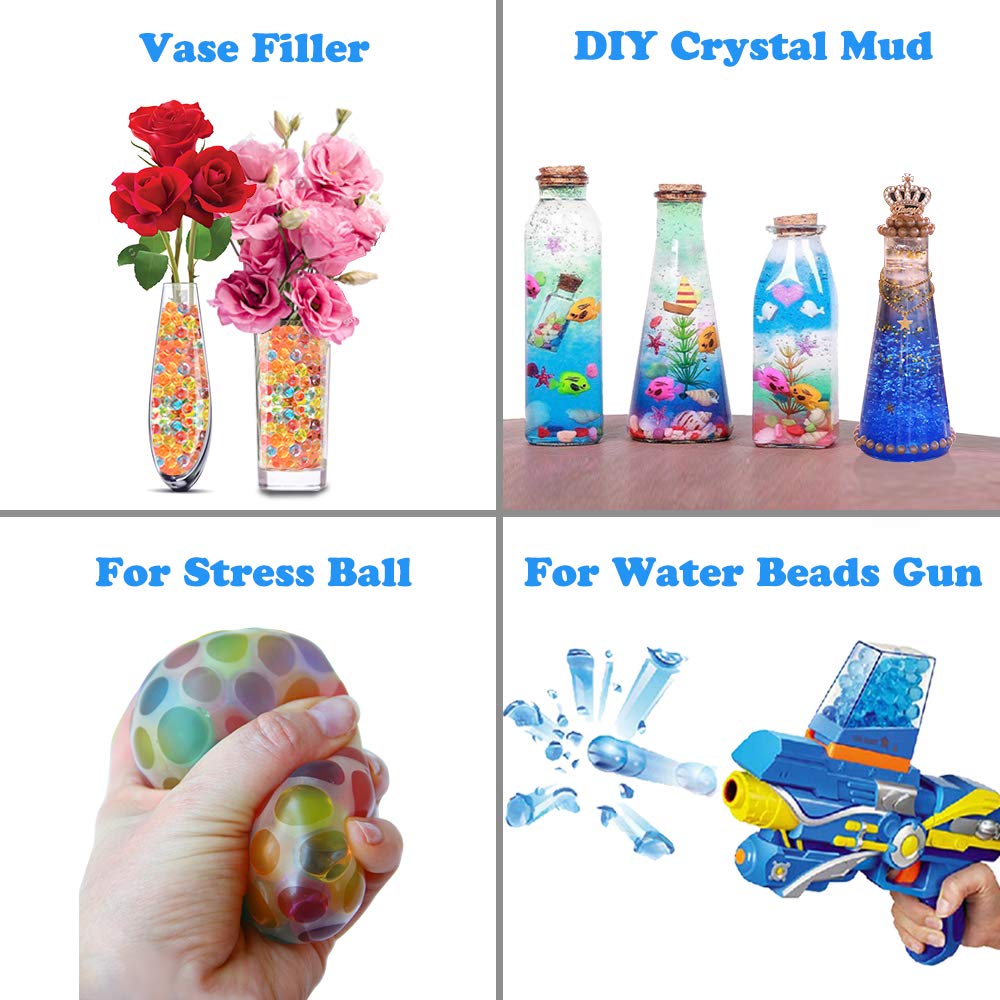OCATO Water Beads Kits Rainbow Mix 30,000 Orbiez Beads Growing Balls, Jelly Water Gel Beads for Spa Refill, Kids Sensory Toys, Vases, Plant, Wedding and Home Décor, Updated Package with 2 Scoops