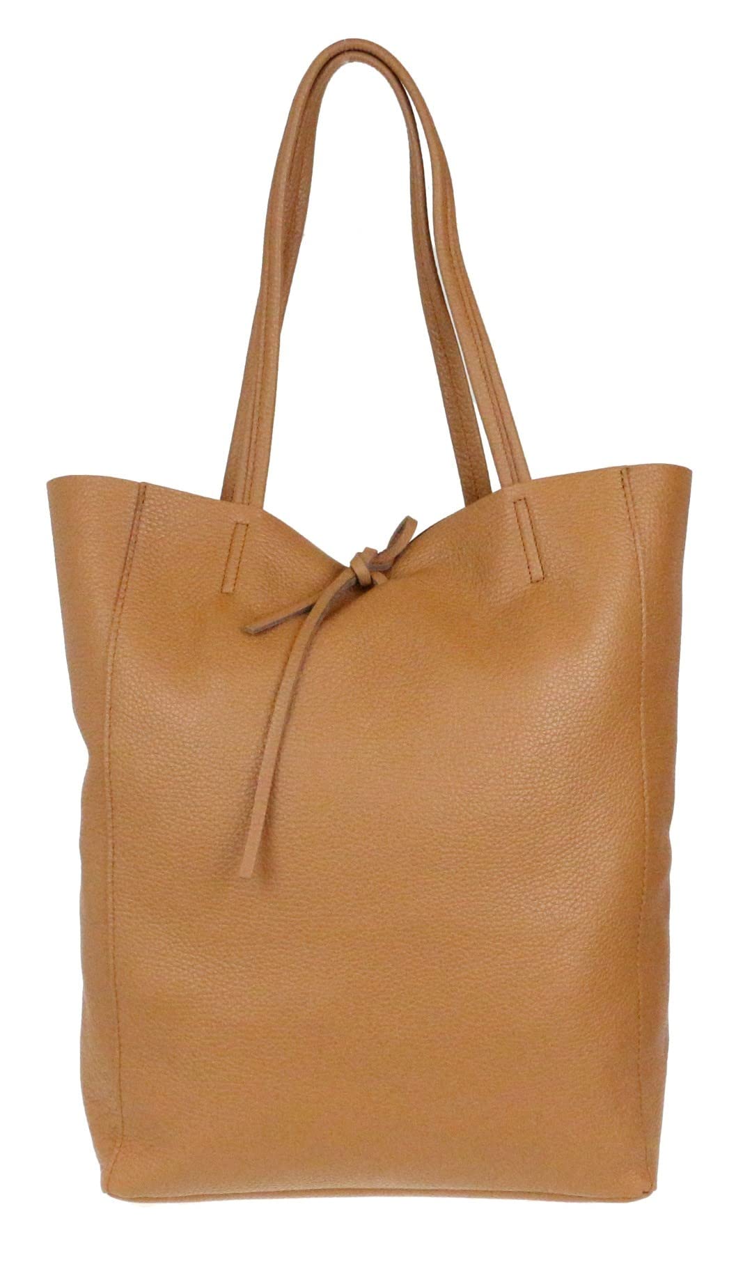 Girly Handbags Womens Open Top Leather Handbag - Light Tan