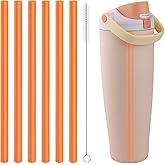 Replacement Straws Compatible with Owala FreeSip,Free sip Sway 40 Oz Water Bottle,Replacement Parts for Owala FreeSip 40 Oz Tumbler Include 6 BPA-FREE Straw and 1 Cleaning Brush,Orange