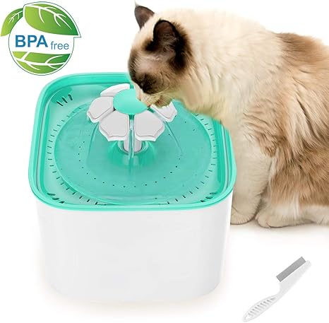 Fontaine à Eau Pour Chat Yokunat 2l Distributeur Automatique Fleur à Boire Abreuvoir Ultra Silencieux économie Dénergie Avec Filtrage De Niveau 3 Et