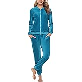 Totatuit Velour Tracksuit Womens Sweatsuit Set Long Sleeve Zip Up Jacket & Drawstring Sweatpants Outfit