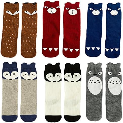 6 Pairs Unisex Baby Girls Boys Toddler Socks Knee High Tube Socks (S(0~12 months), 6 Pack Set A)