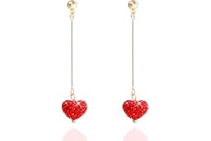 HARRY AND HENRY Valentines Heart Earrings for Women Valentines Day Gifts for Her Rhinestone Heart Dangle Valentines Earrings Jewelry Valentines Day Accessories Outfit Women