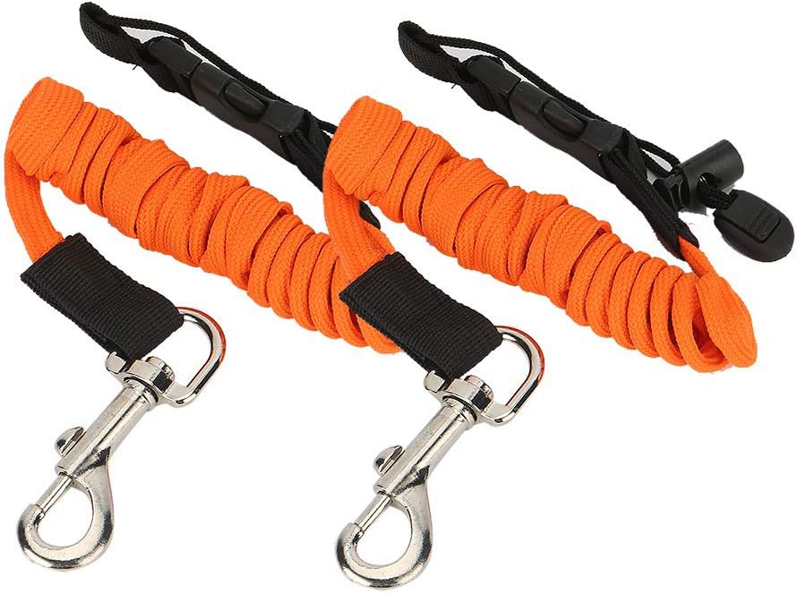 Kayak Paddle Leash 2 Packs, Kayak Lanyard Canoe Rod Leash Boat Oar Leash Straps, Adjustable Bungee Leash Stretches to 50 inches