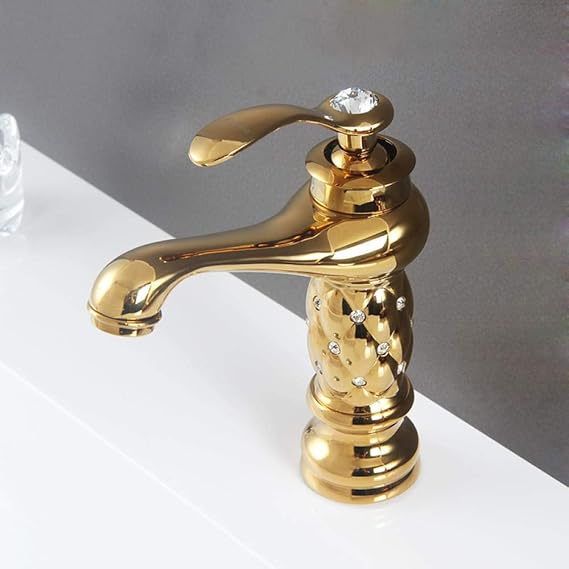 PLBB3K Vanidad Grifo Crystal Oro baño Cuenca Grifos clásico de latón