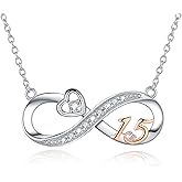 URMWMOO 925 Sterling Silver Lucky Number Necklace Infinity Love Heart Pendant Necklaces 5th 10th 15th Anniversary Jewelry Wedding Birthday Graduation Gifts for Wife Girlfriend Women Her