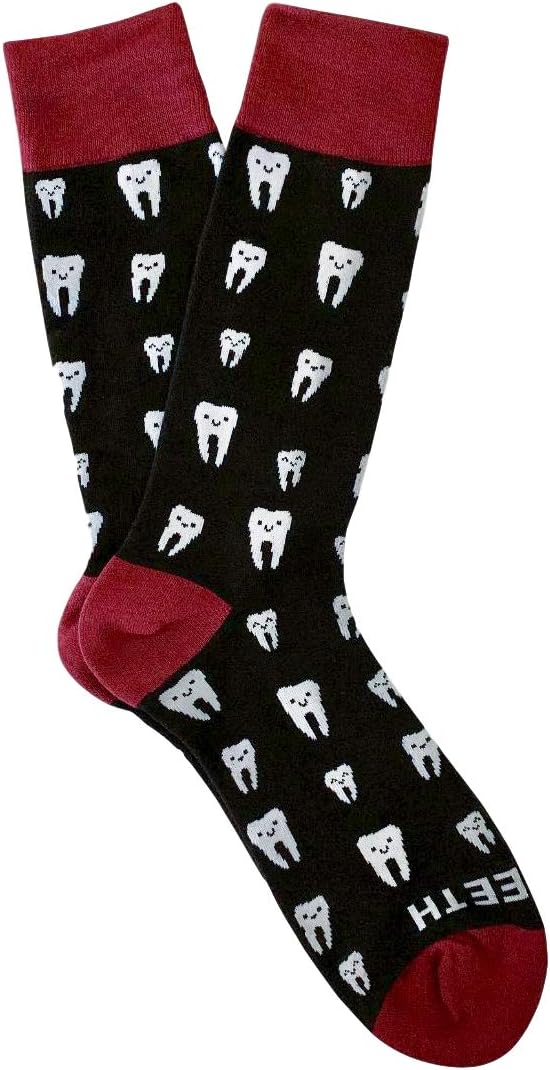 UpKiwi Novelty Dentist Love Teeth Dental Pattern Crew Socks