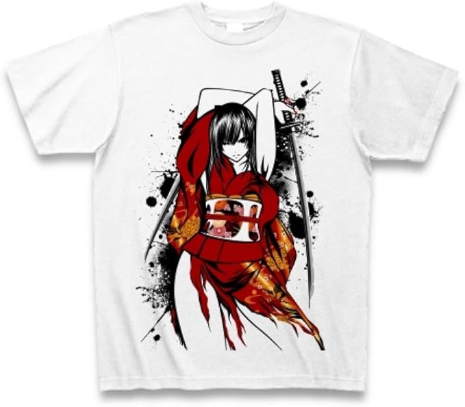 クラブティー Clubt 着物女性 日本刀インクイラストデザインvol 02 Tシャツ ホワイト M ホワイト オリジナルプリント 通販 Amazon