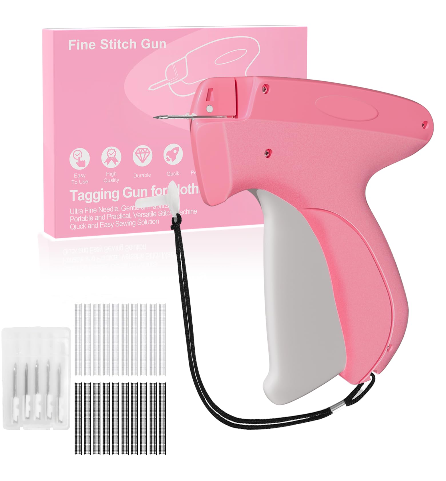 Photo 1 of **UNTESTED**
Mini Stitch for Clothes, Clothing Tag Gun, Tag Gun Quick Clothing Fixer with 6 Fine Needles, 2000 Pcs Tagging Gun Fasteners(1000 White & 1000 Black), Magenta