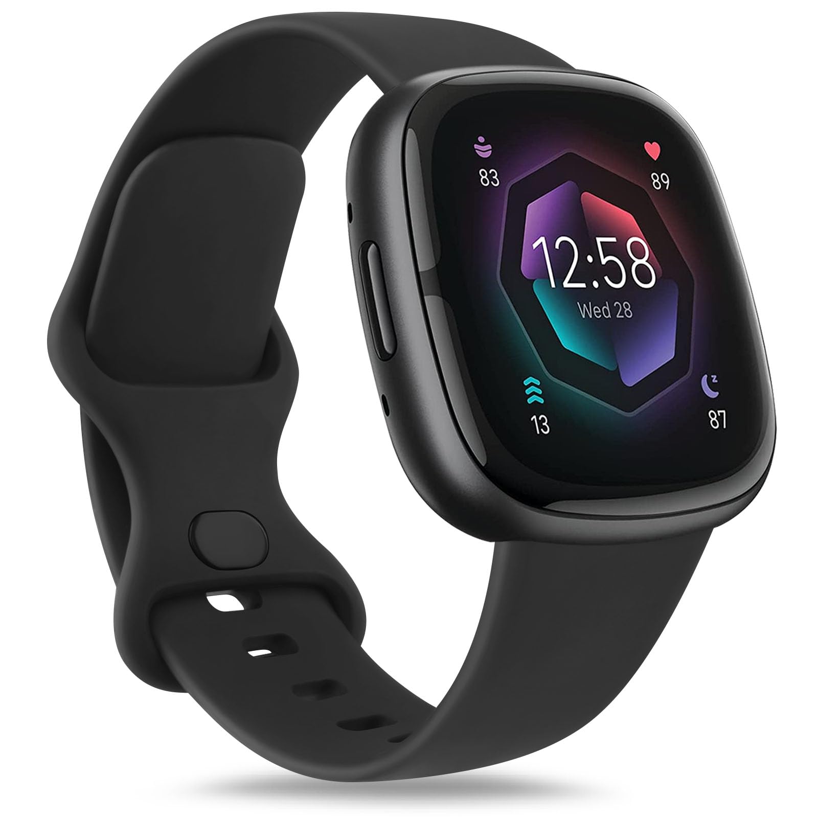 Demark Strap for Fitbit Versa 4/ Versa 3 Straps for Women Men/Fitbit Sense/Sense 2 Strap, Soft Sport Watch Strap Replacement Wristbands for Fitbit Versa 4/Versa 3/Fitbit Sense/Sense 2 (Black, Small) — image 1