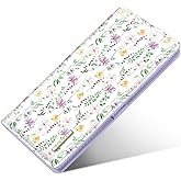 Simikol Ultra Slim Womens Wallet Minimalist Thin Long Leather Bifold Wallet RFID Blocking Card Holder Organizer with Zipper Coin Pocket Ladies Girls Gift Purse, White Daisy