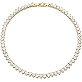 FEEL STYLE Heart Tennis Necklace for Women - 4mm 6mm 18K White Gold Plated Diamond Necklace - Iced Out Choker Necklaces Cubic Zirconia Tennis Necklace 16-18inch