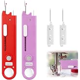 Sewing Machine Needle Threader, 5 in 1 Automatic Quick Threading Tool, Multifunctional Stitch Insertion Seam Guide with Seam Rippers for Quilting Alterations Tailoring(2 Pack,Red/Purple)