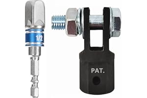 KickFun 1/2" Scissor Jack Adapter for Use with 1/2 Inch Drive/Impact Drills/Ratchet or Standard Drive Sockets or 13/16 Inch Lug Wrench/Tire Iron or Socket/Easy Lifting (2Pcs Set Silver)