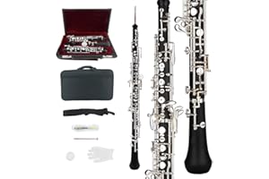 Yinfente Professional Oboe Ebonite/Rosewood C Key Left F Resonance Full Automatic Woodwind Instrument With Oboe Reed&Gloves&Leather Case+ Carry Bag&Cleaning Cloth⋒ Cork&Grease&Screwdriver