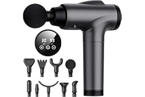 OLsky Massage Gun, Muscle Massage Gun for Athletes Handheld Electric Deep Tissue Back Massager, Percussion Massager Tool for Pain Relief with 30 Speed Levels 9 Heads