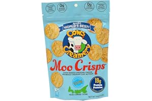 COWS Creamery Moo Crisps, Oven Baked Cheddar Cheese Snack, 100% Cheese, High Protein, Gluten Free, Sugar Free, Carb Free, Ket