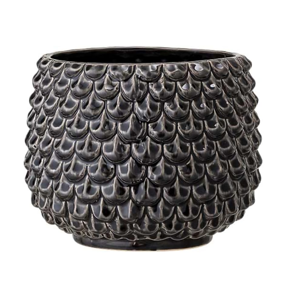 Nordring Ceramic Flower Pot Pino - colorful Planter, Pot for plants, sukkulents Size L (16,5 cm ø) Dia 6,5'' H 5'', Stoneware, black