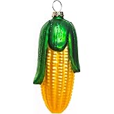 2 Count Blown Glass Corn Christmas Ornament, Glass Corn Ornaments for Christmas Tree