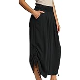 HOTIAN Women's Palazzo Pants Summer Boho Wide Leg High Waisted Casual Harem Pant with Pocket