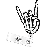 Xray Badge Reel - Radiology Badge Reel Holder Retractable - Funny Rock Hand Skeleton Orthopedic Tech Badge Reel Clip for Nursing Student Doctor RN Medical Assistant Halloween Gifts