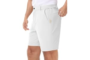LUSHENUNI Men’s Golf Shorts Stretch Quick Dry 7” Lightweight Hiking Casual Dress Athletic Shorts with Zipper Pockets